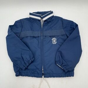 Vintage 80s Weather Tamer Kids Jacket USA Made Nylon Fleece Lined Blue 4T‎